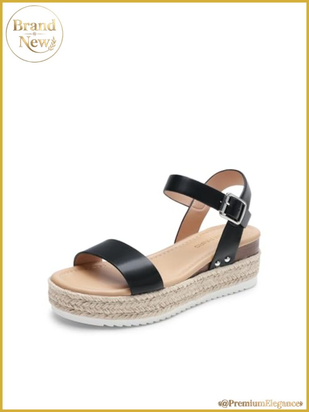 Women's Platform Espadrille Wedge Sandals with Raffia Trim